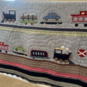 POTTERY BARN KIDS RYDER TRAIN TWIN QUILT.